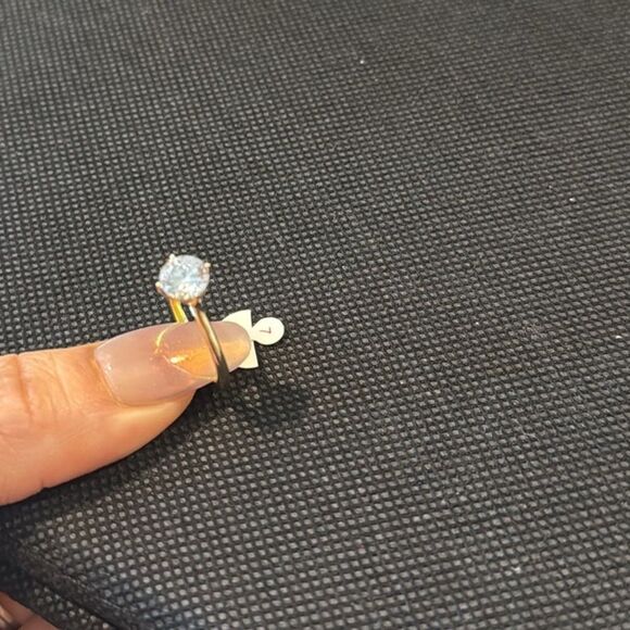 14K Gold Plated Elegant Gold Solitaire Ring - Picture 8 of 9